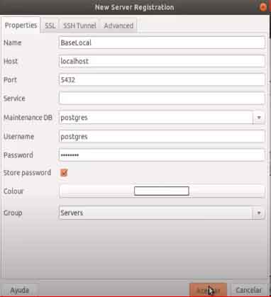 Configurar pgadmin en ubuntu