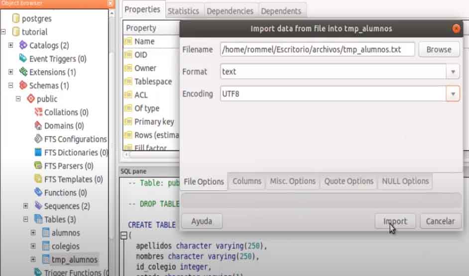 importar de excel a postgres